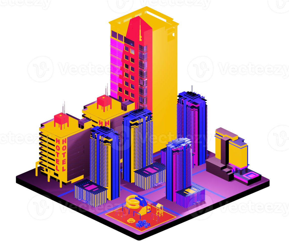 Retro isometric building png