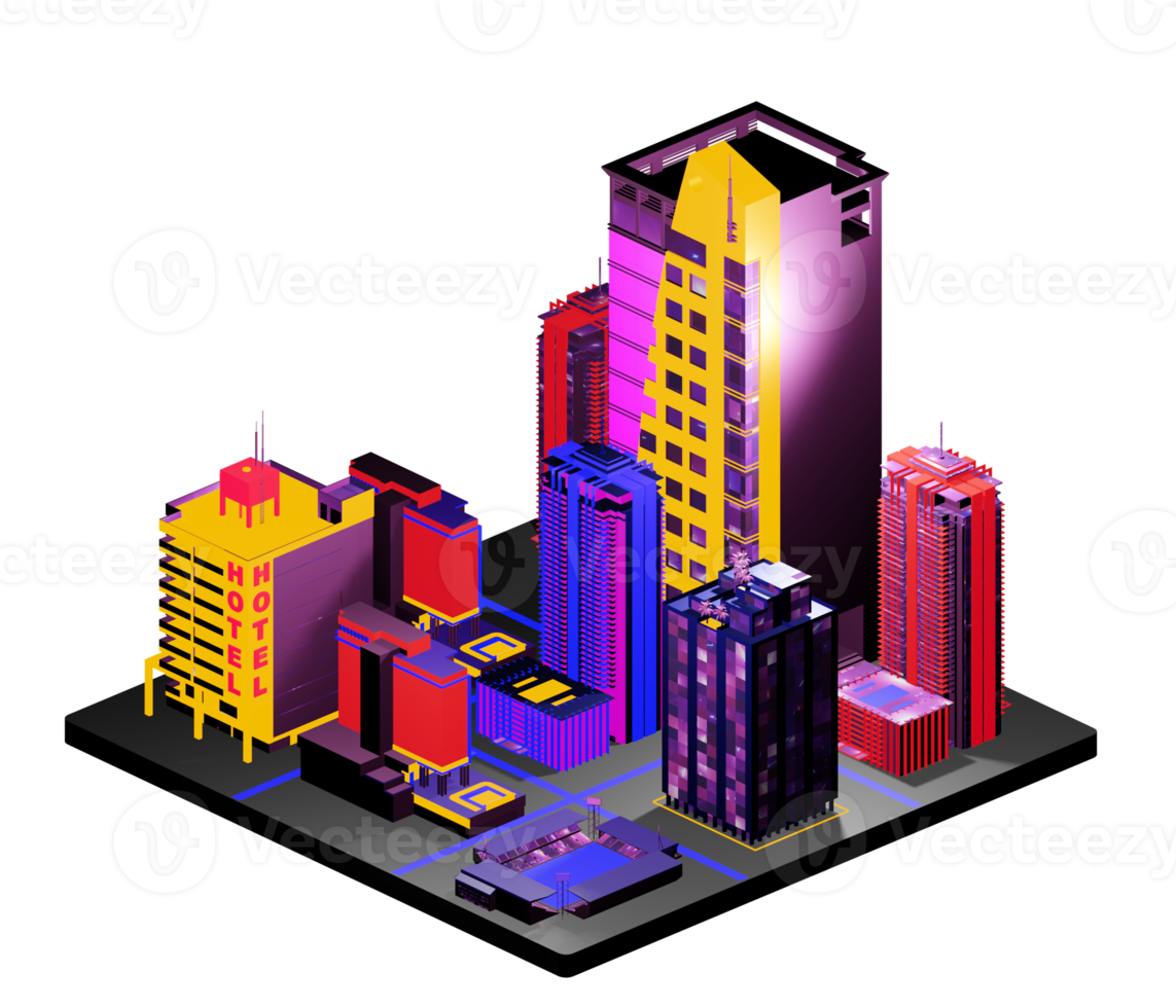 Retro isometric building png