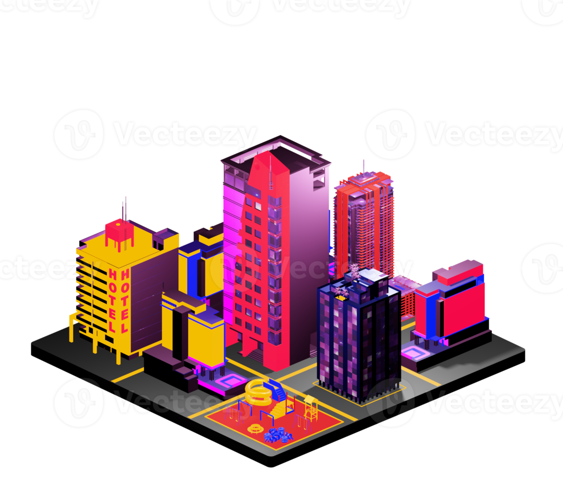 Isometric building arrangement png