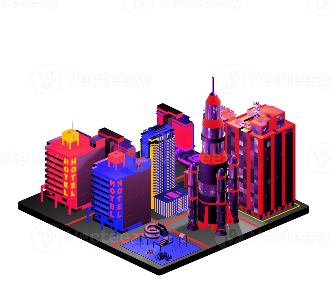 Isometric building arrangement png