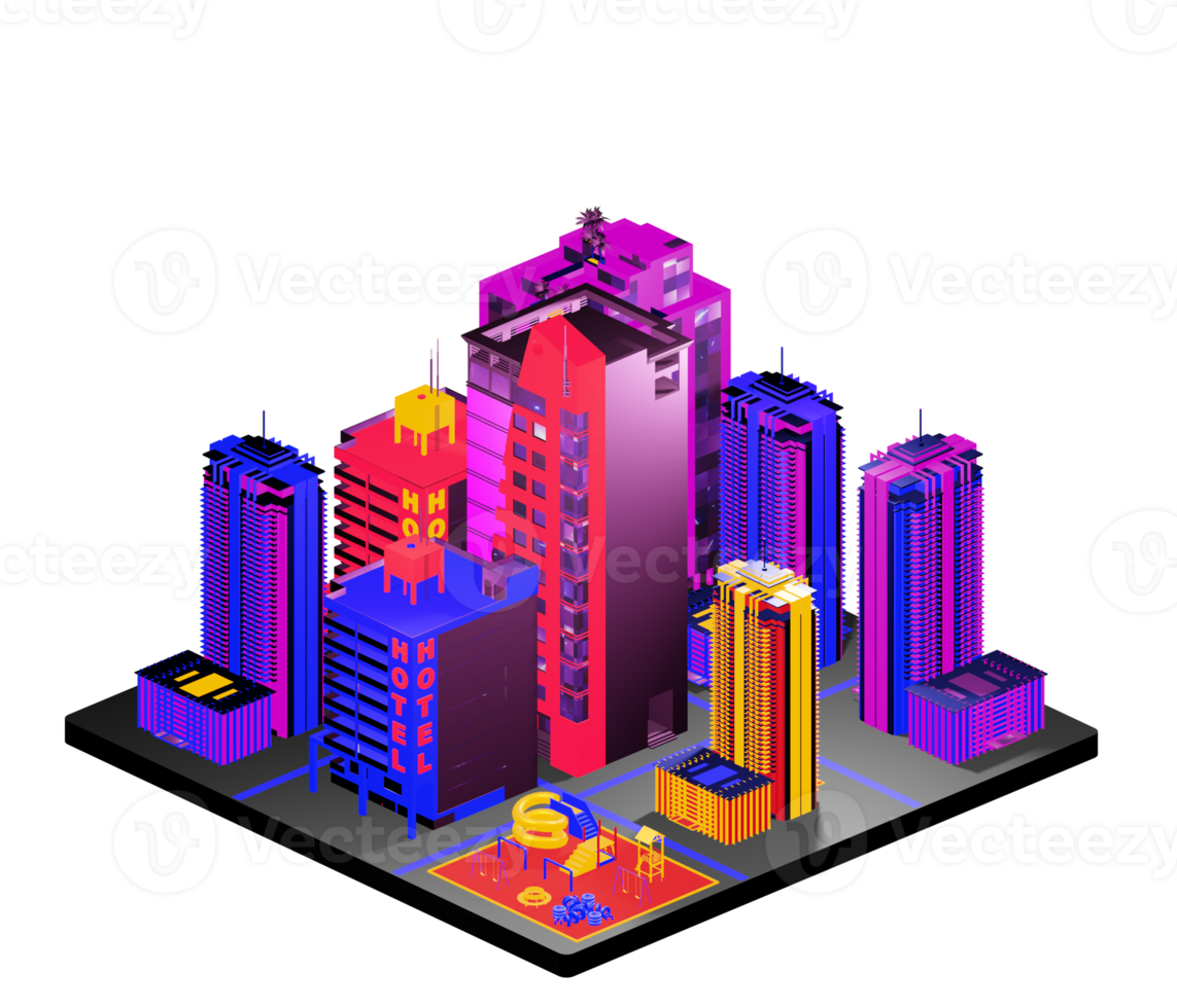 Retro isometric building png