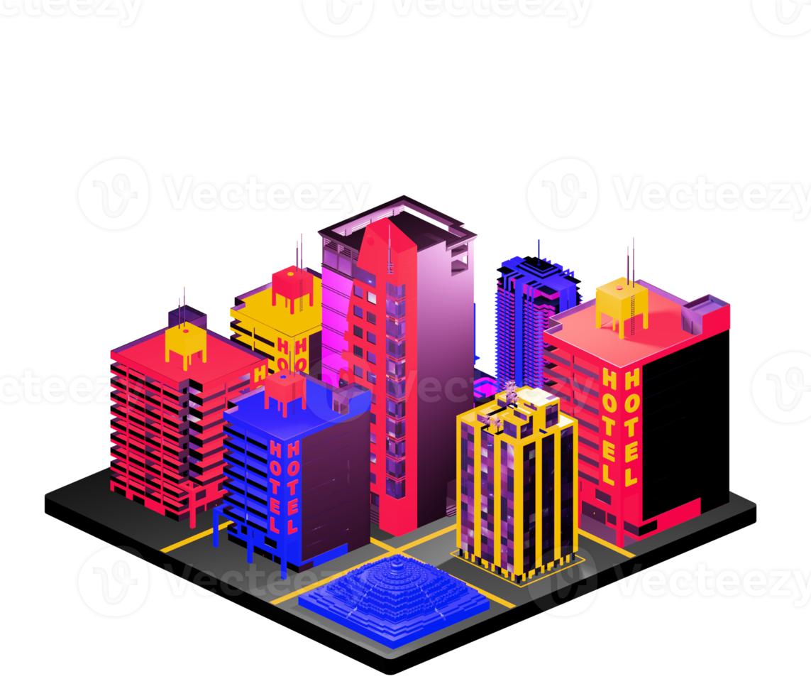 Isometric building in retro style png