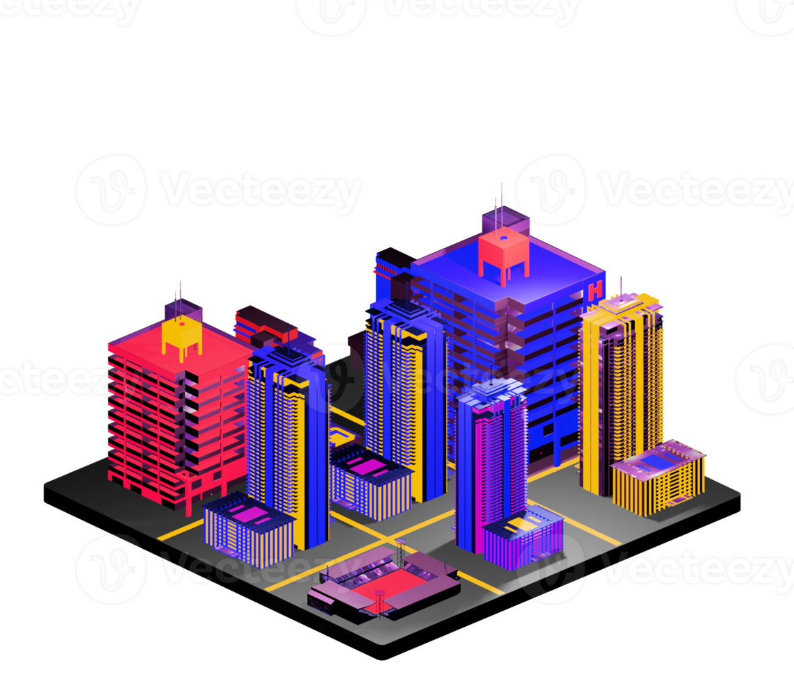 Isometric building in retro style png