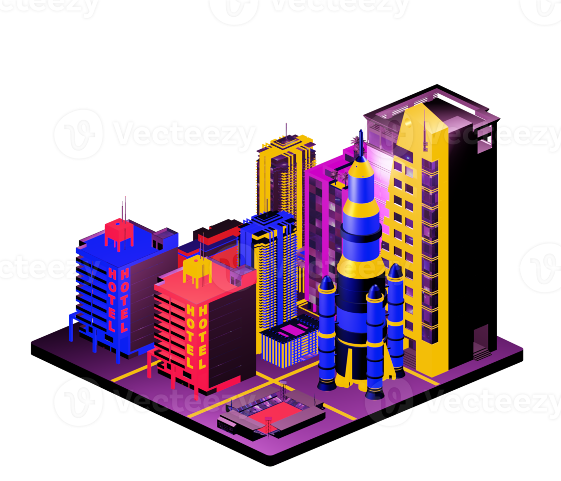 Isometric building in retro style png