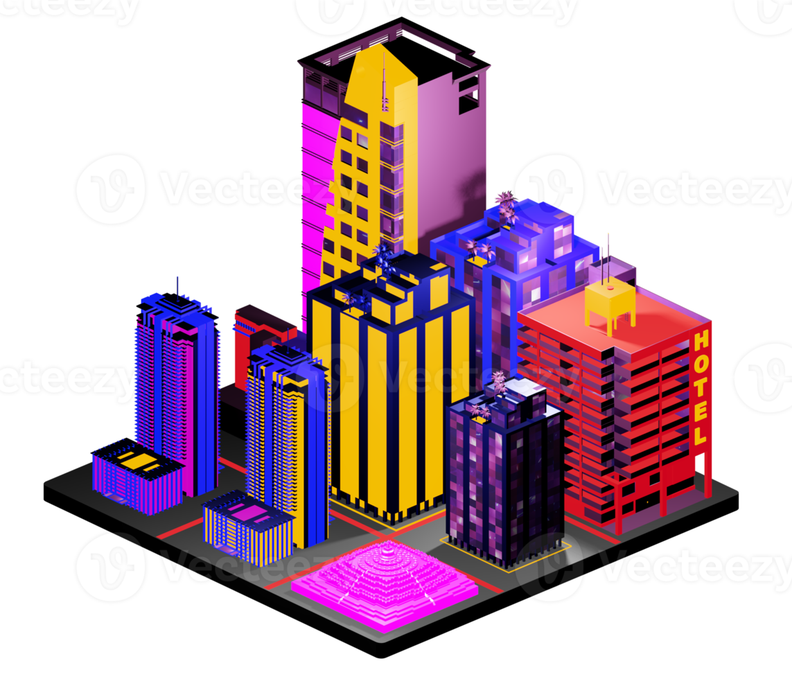 Isometric building arrangement png