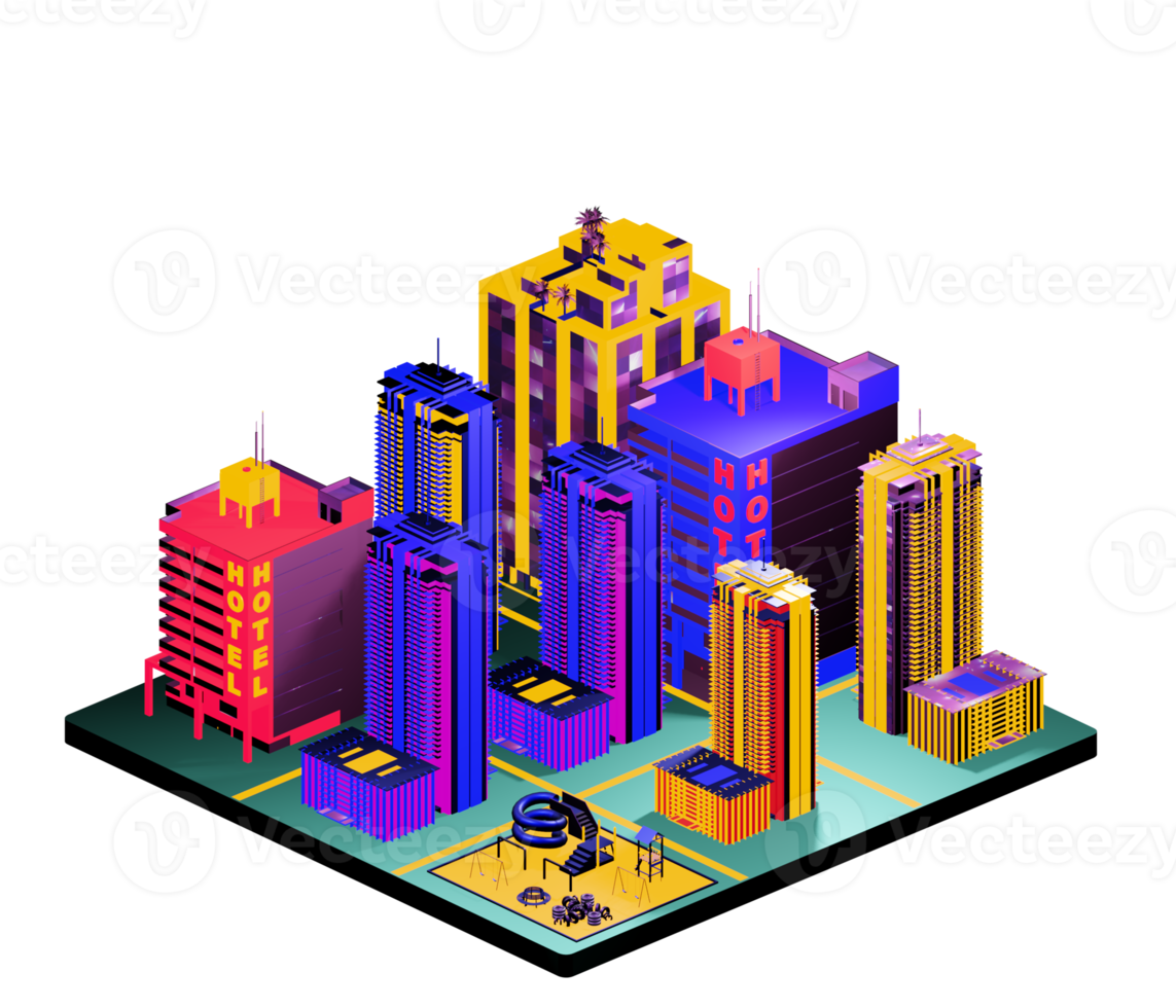 Retro isometric building png