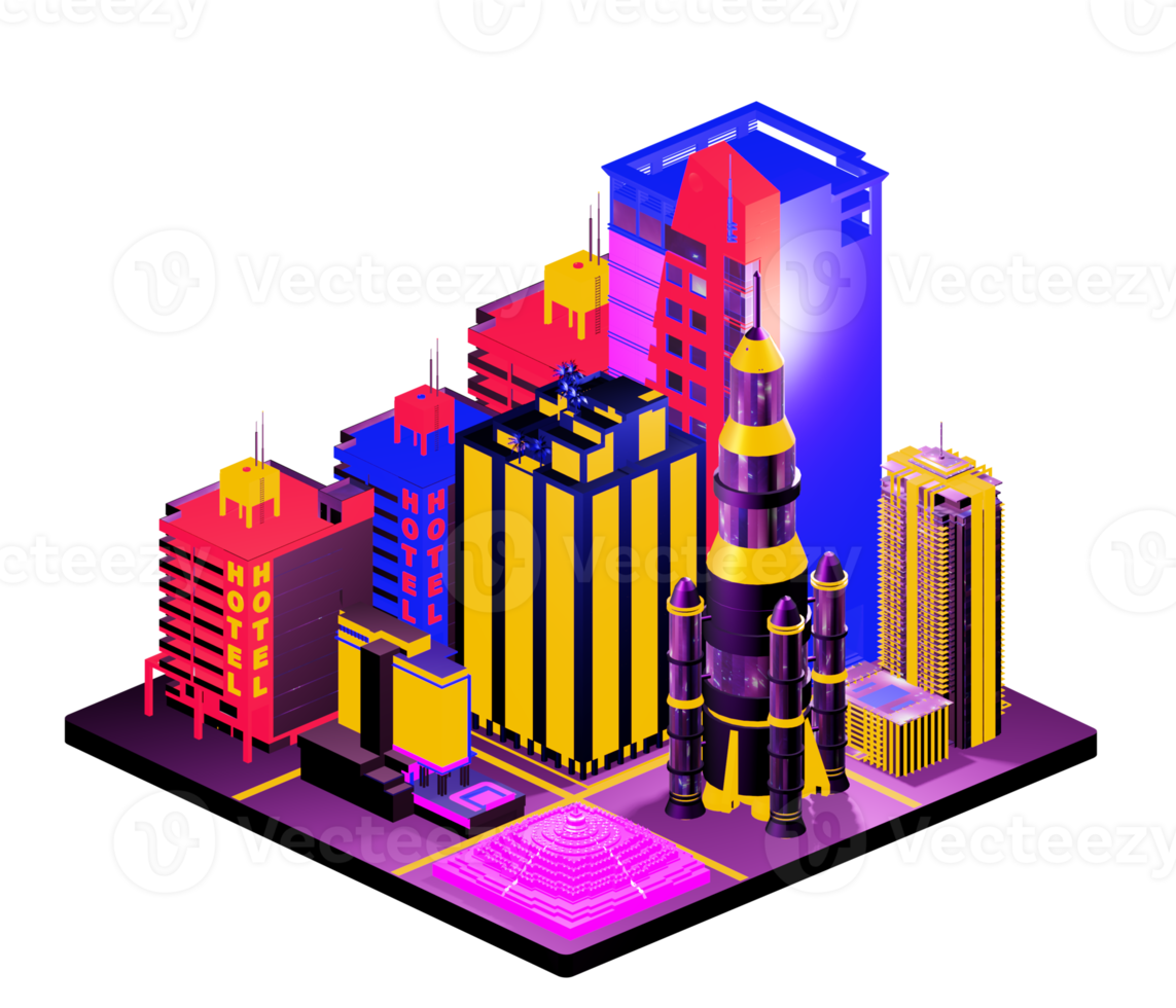 Retro isometric building png