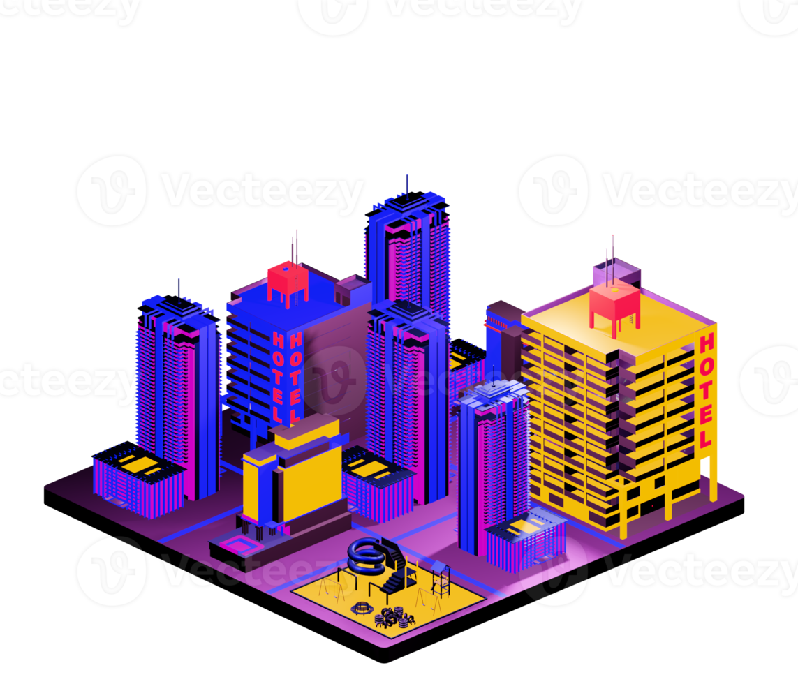 Retro isometric building png