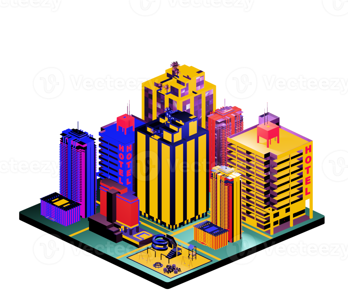 Retro isometric building png
