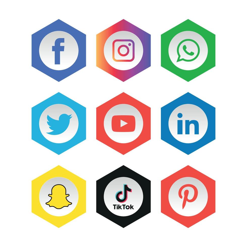 Social media icons set Logo Vector Illustrator
