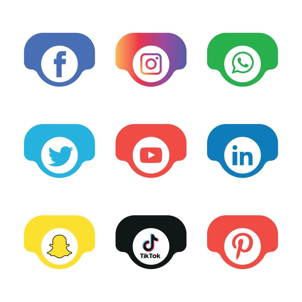 Social media icons set Logo Vector Illustrator