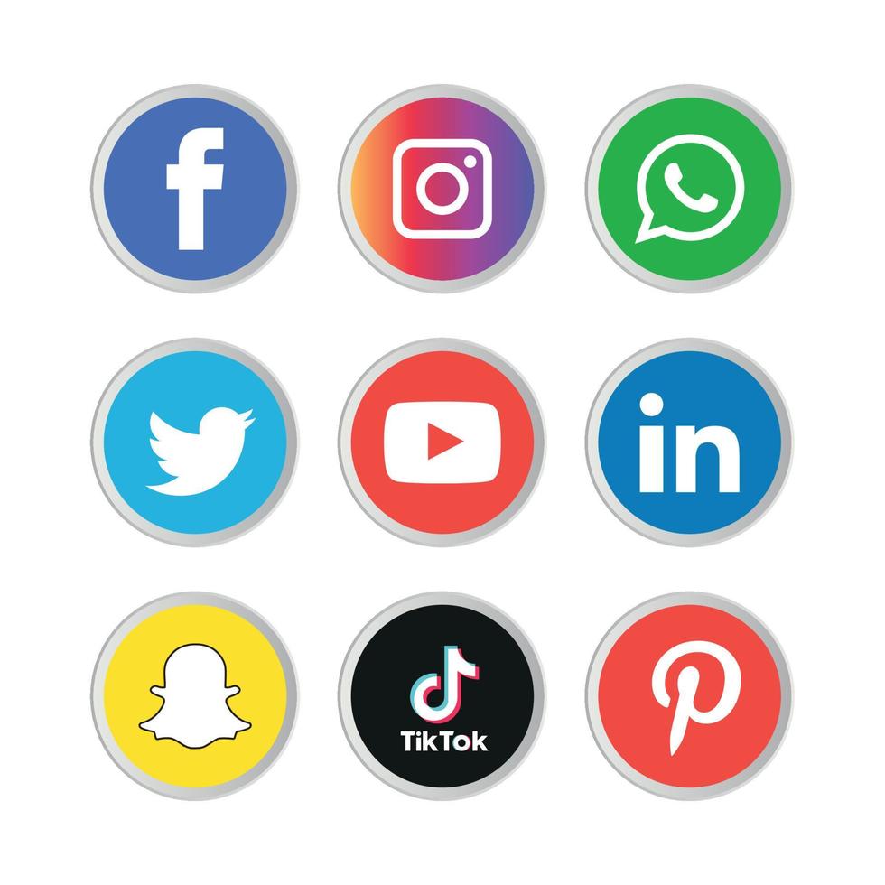 Social media icons set Logo Vector Illustrator