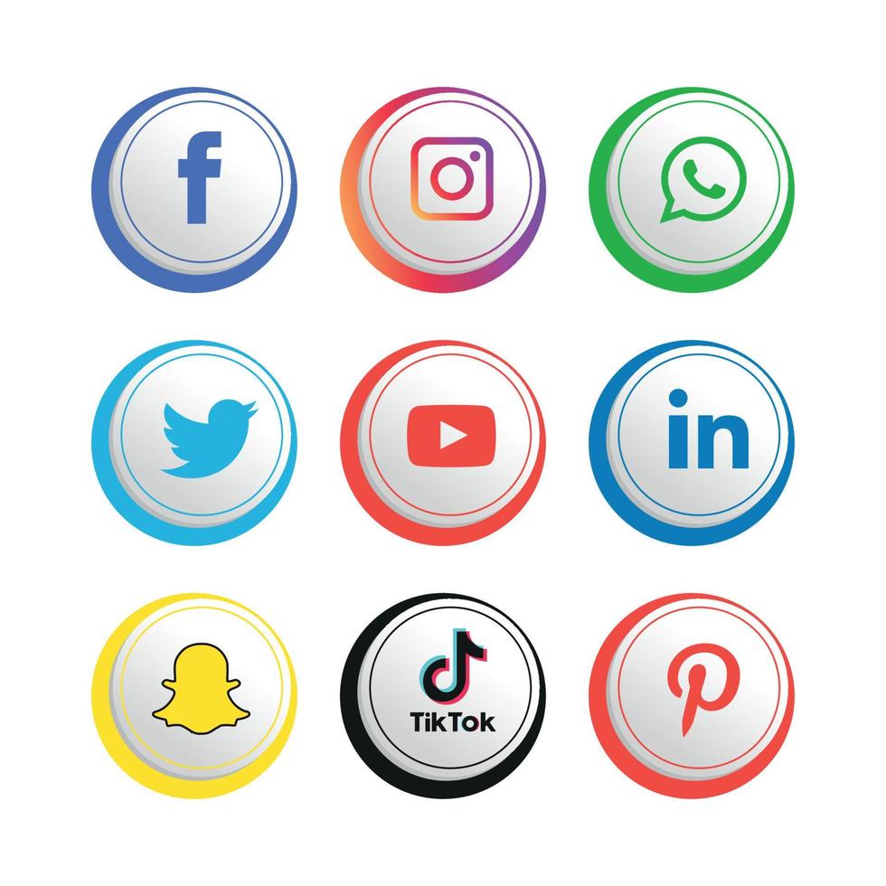 Social media icons set Logo Vector Illustrator