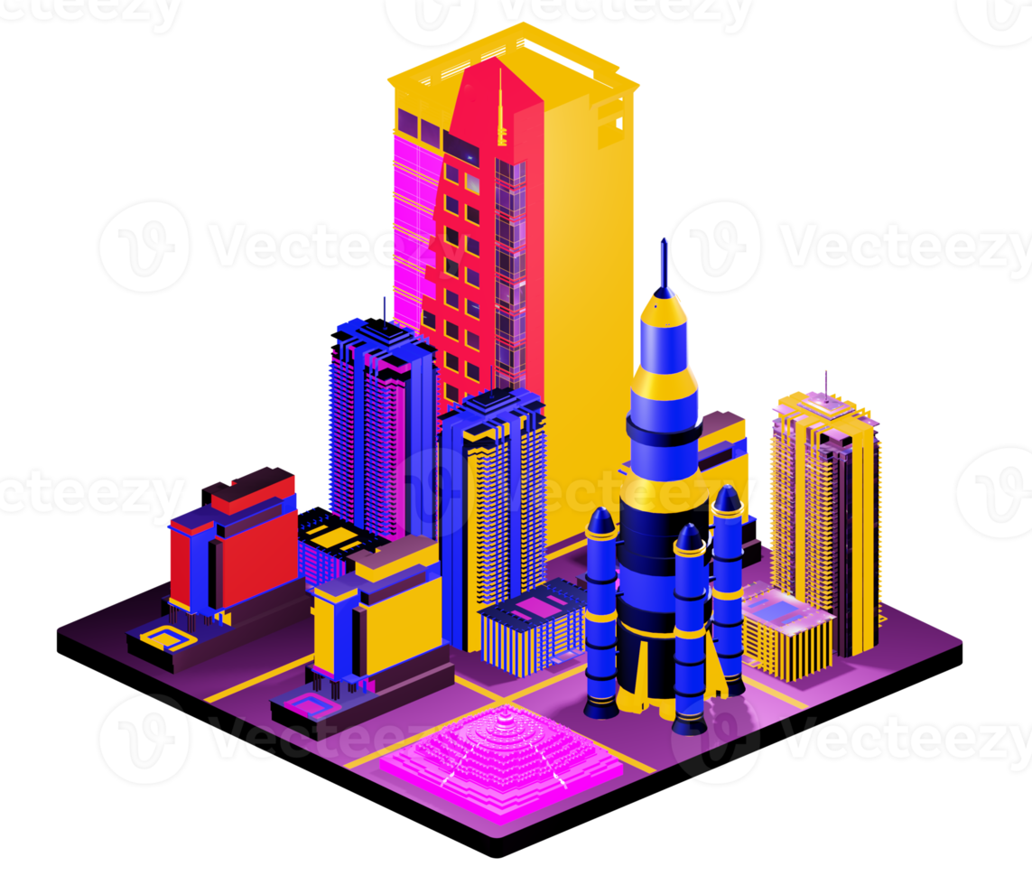 Isometric building in retro style png