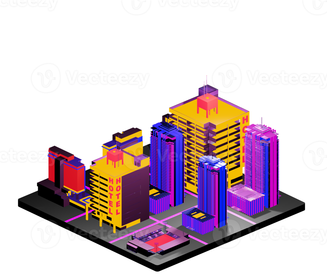 Retro isometric building png