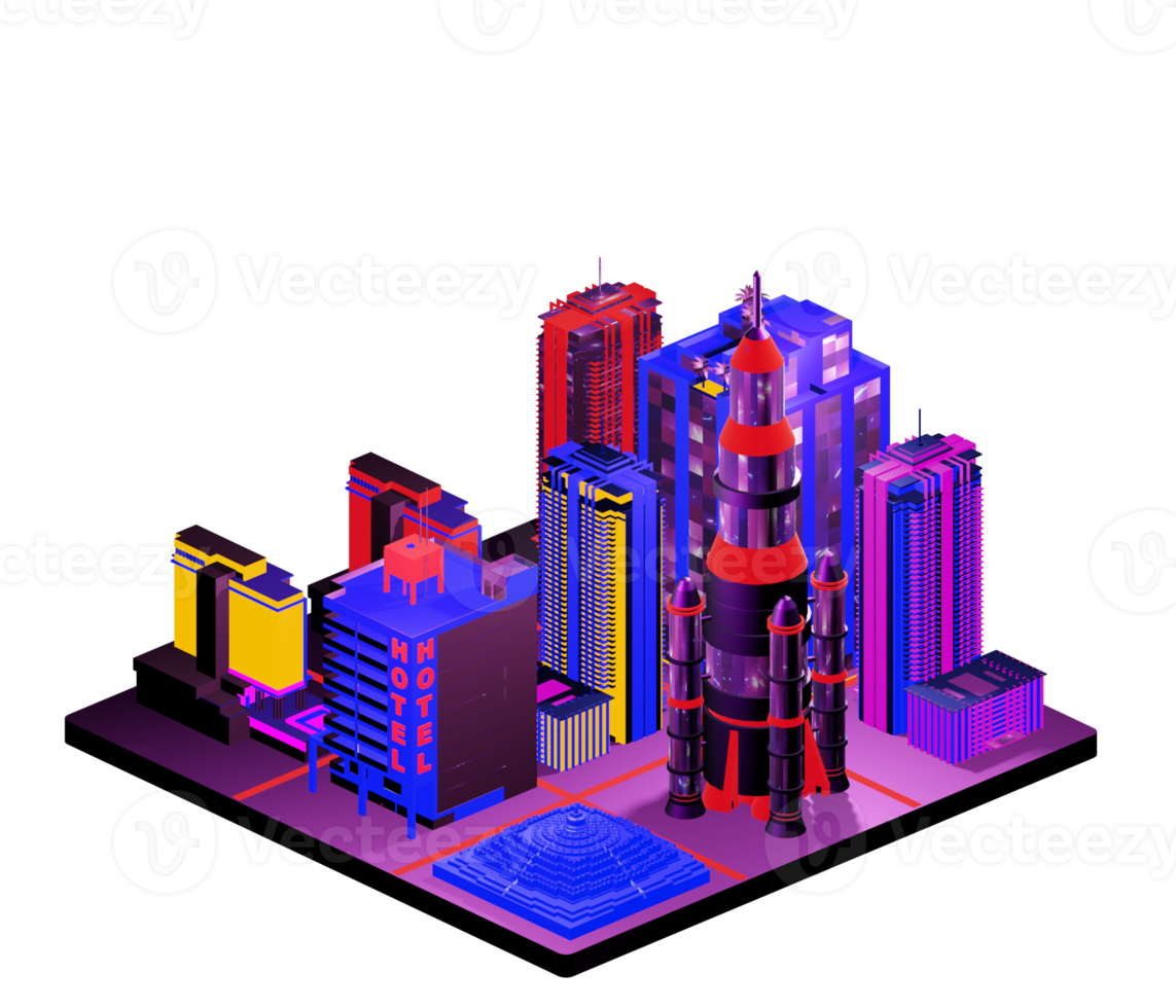 Isometric building in retro style png