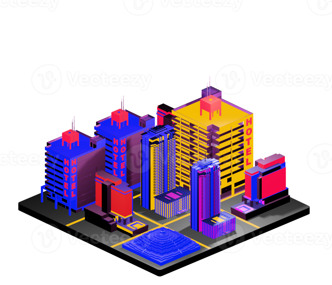 Isometric building in retro style png