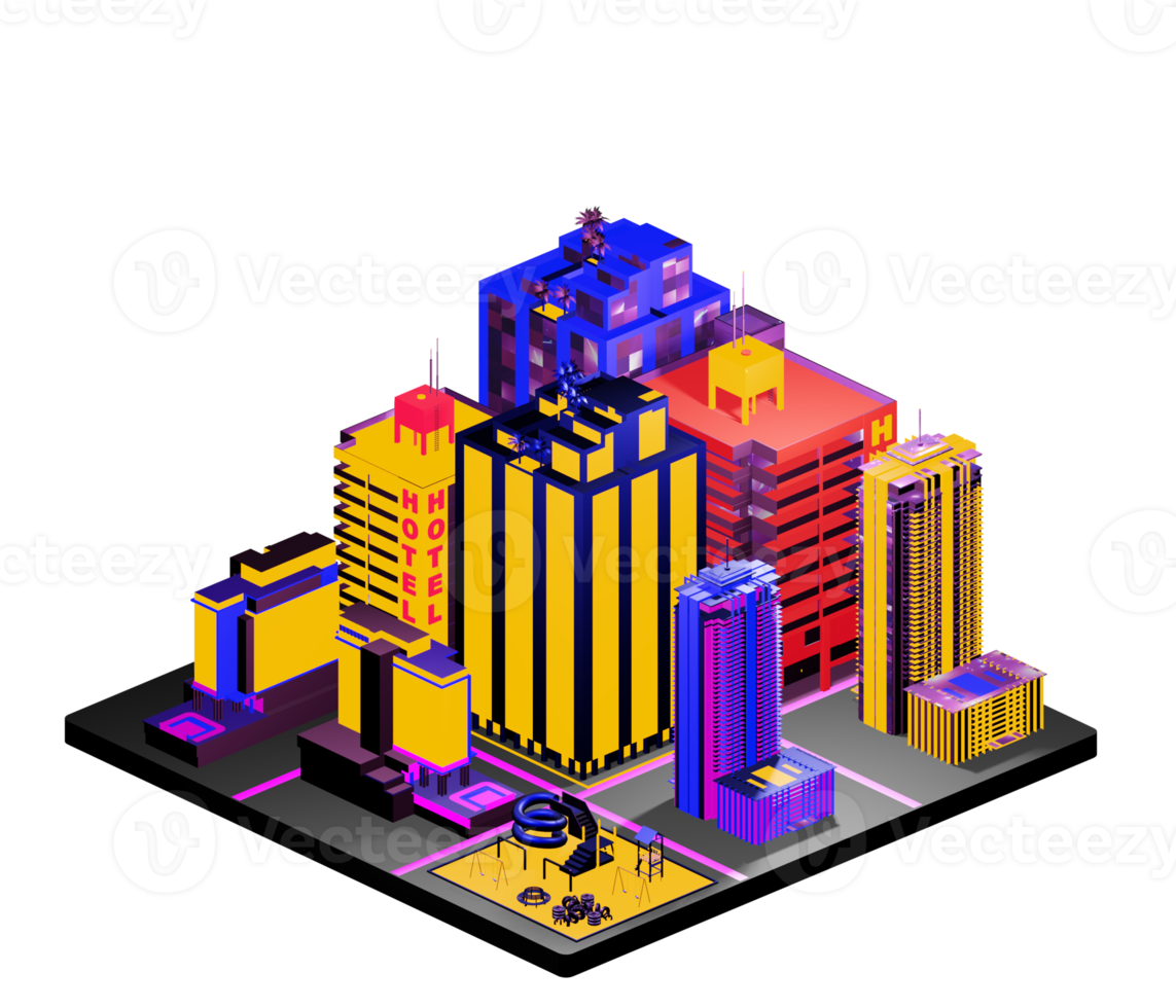 Isometric building arrangement png