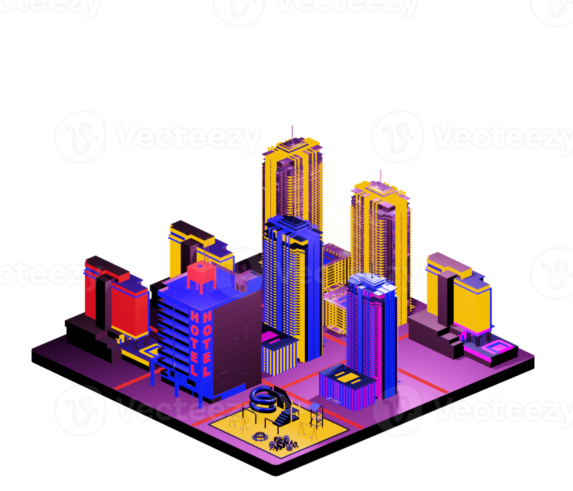 Isometric building arrangement png