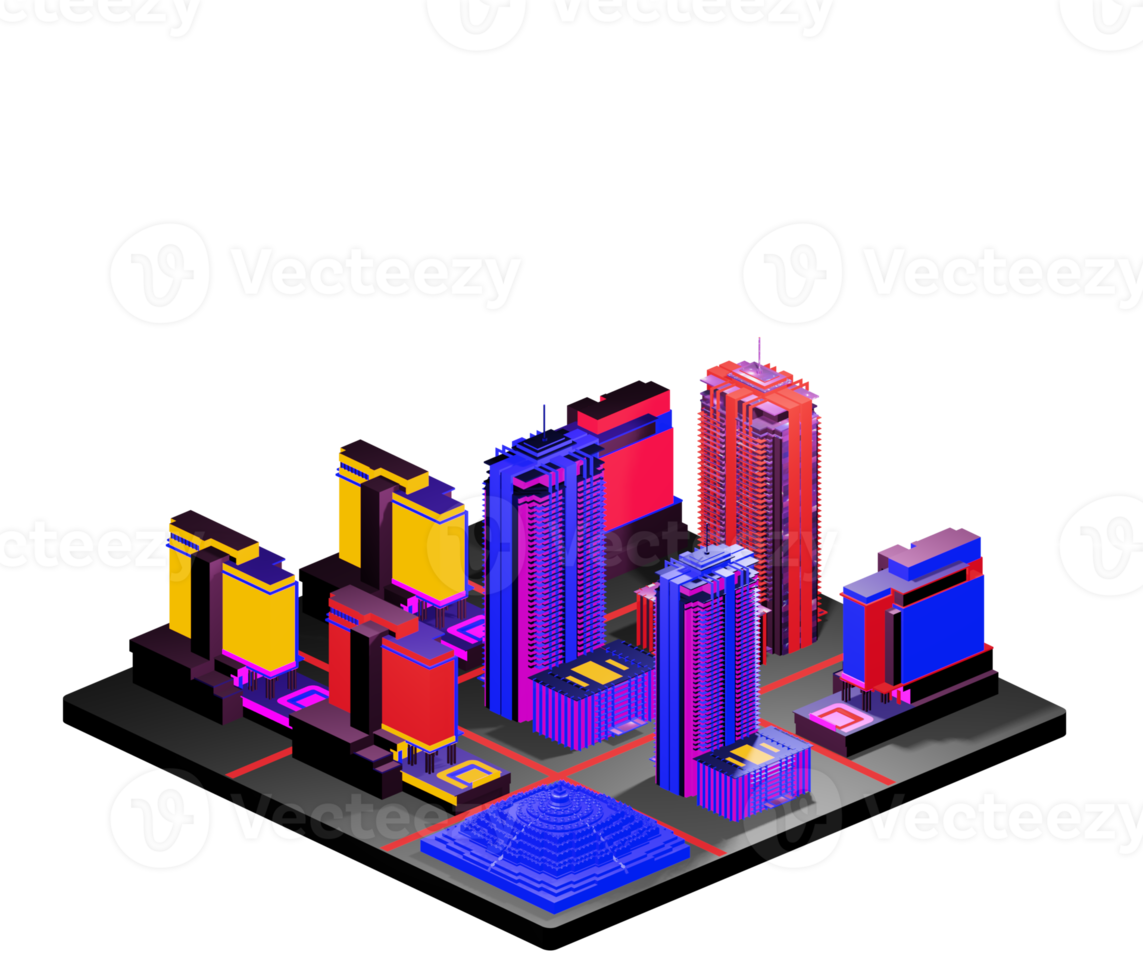 Retro isometric building png