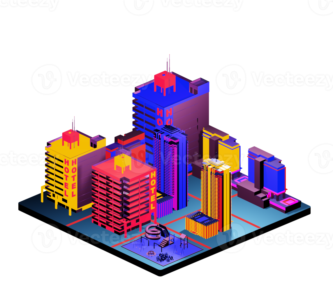 Isometric building in retro style png