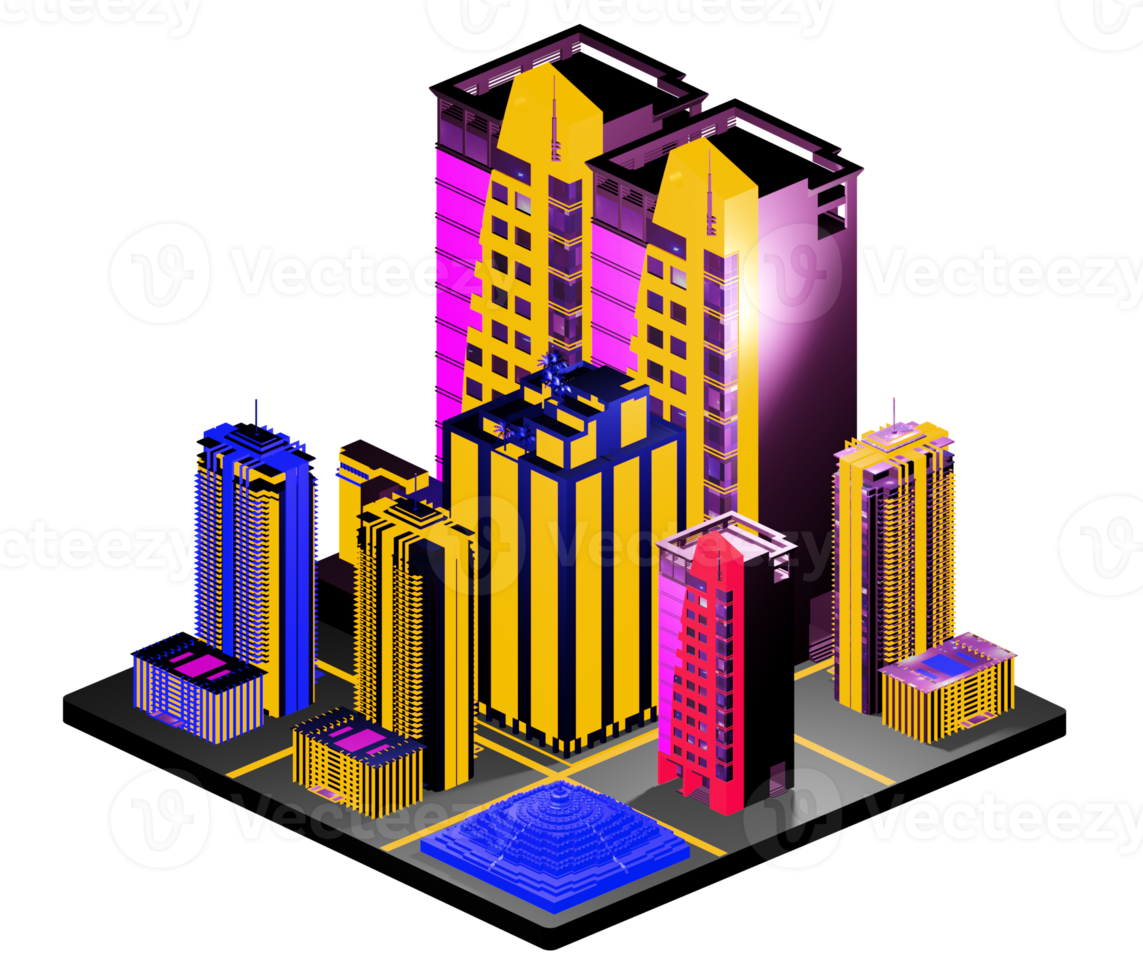 Isometric building arrangement png