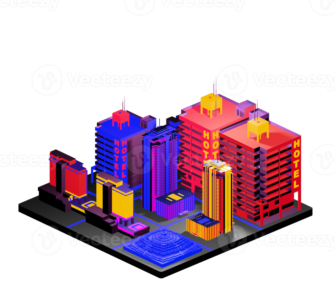 Retro isometric building png