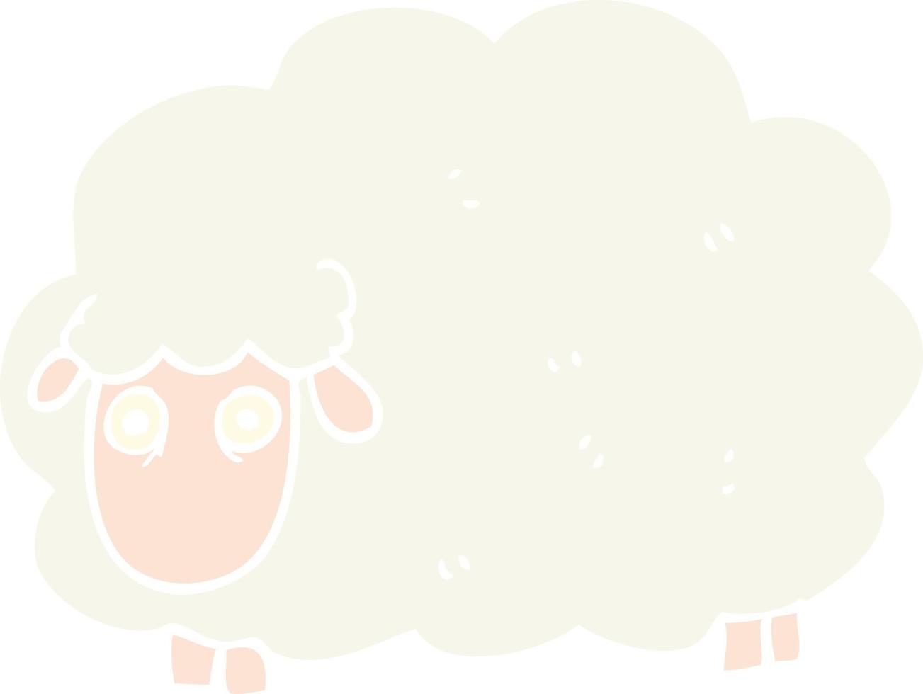 flat color illustration of farting sheep vector