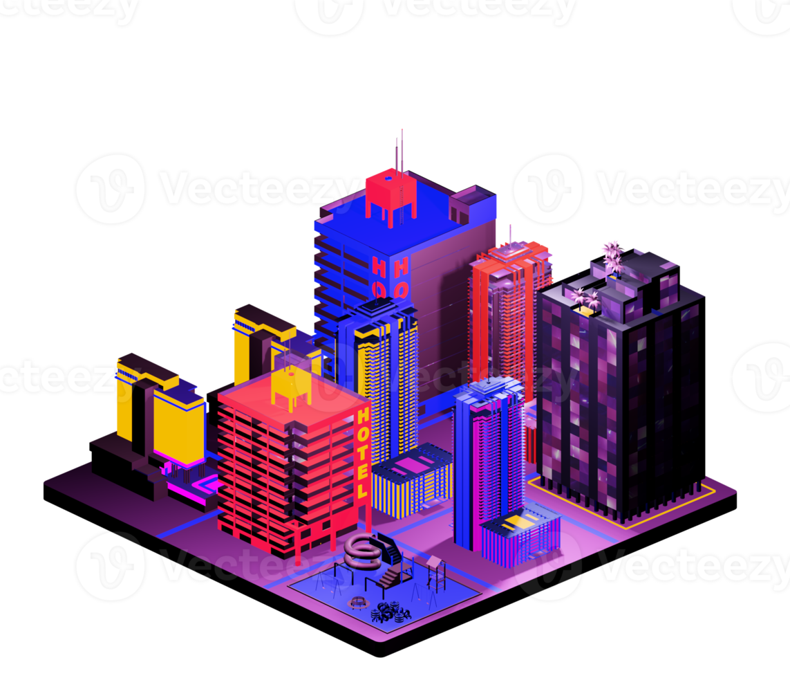 Isometric building arrangement png