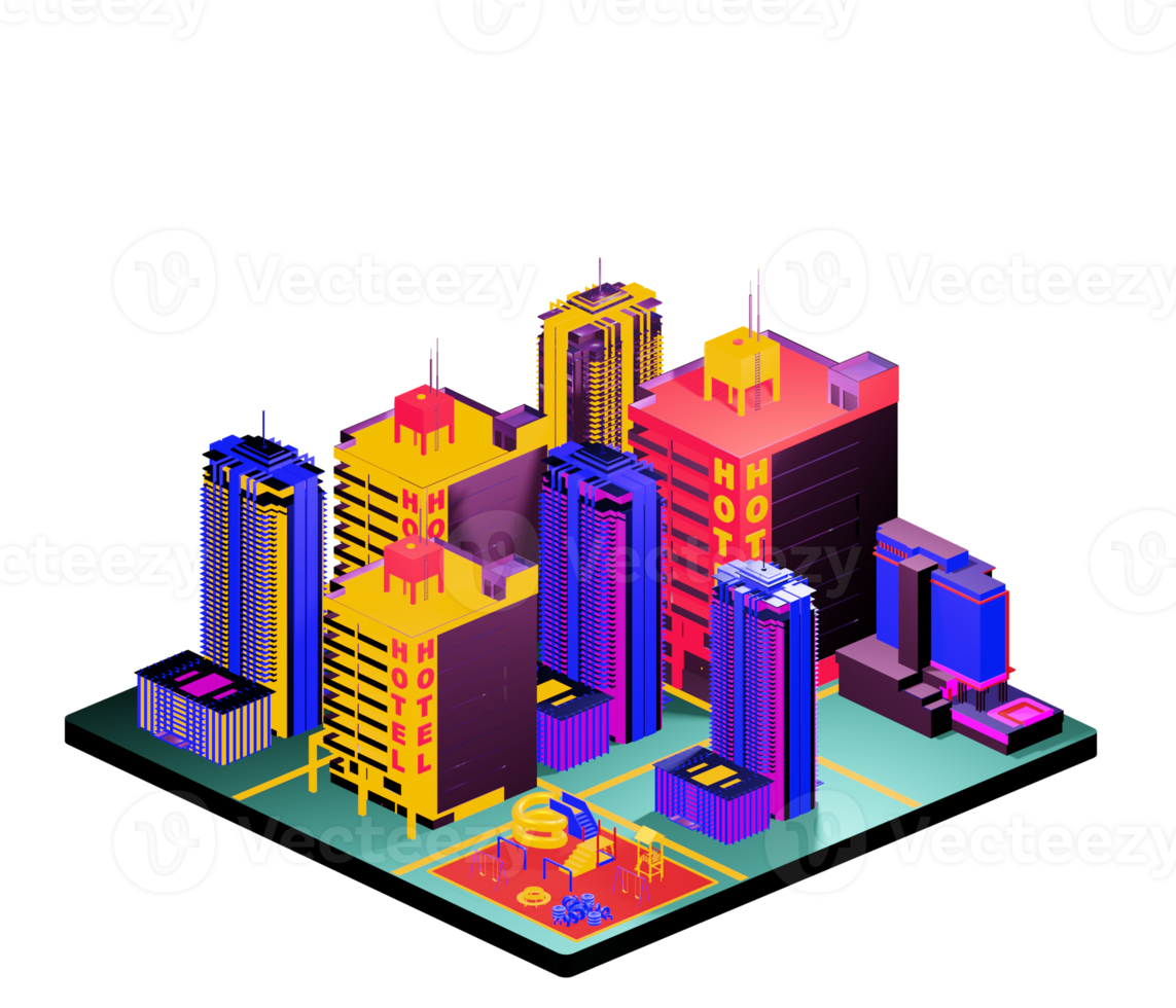 Isometric building arrangement png