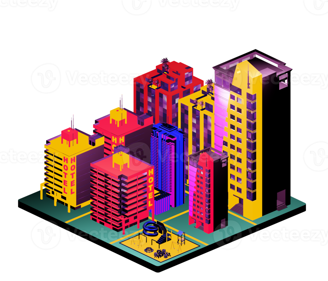 Isometric building in retro style png