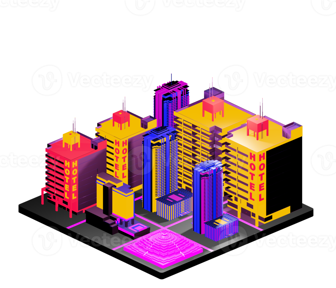 Isometric building in retro style png