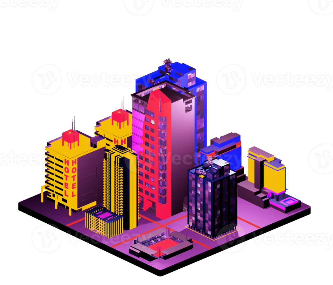 Isometric building arrangement png
