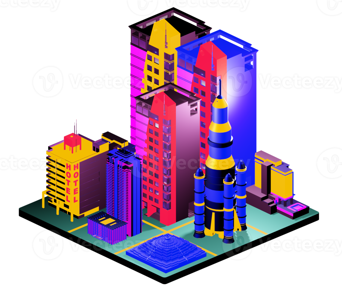 Isometric building in retro style png