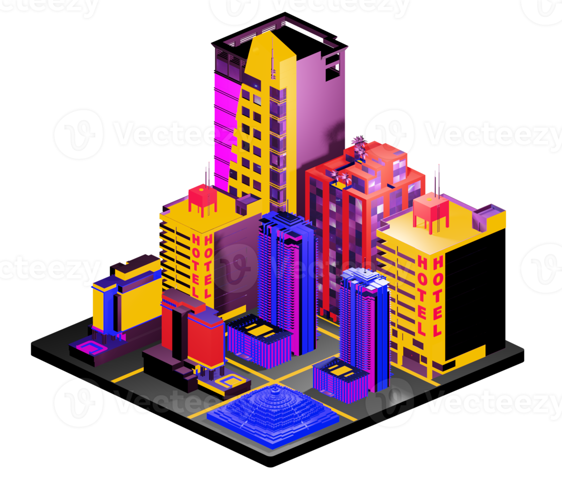 Isometric building in retro style png