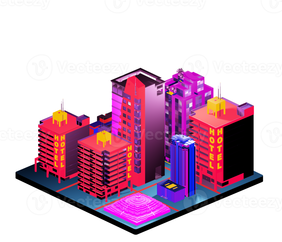 Isometric building arrangement png