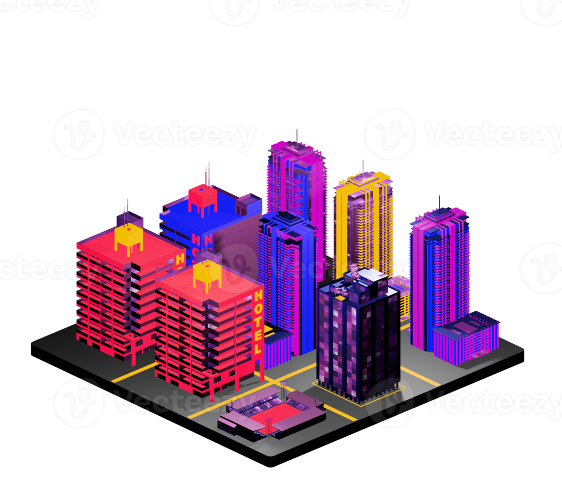 Isometric building arrangement png