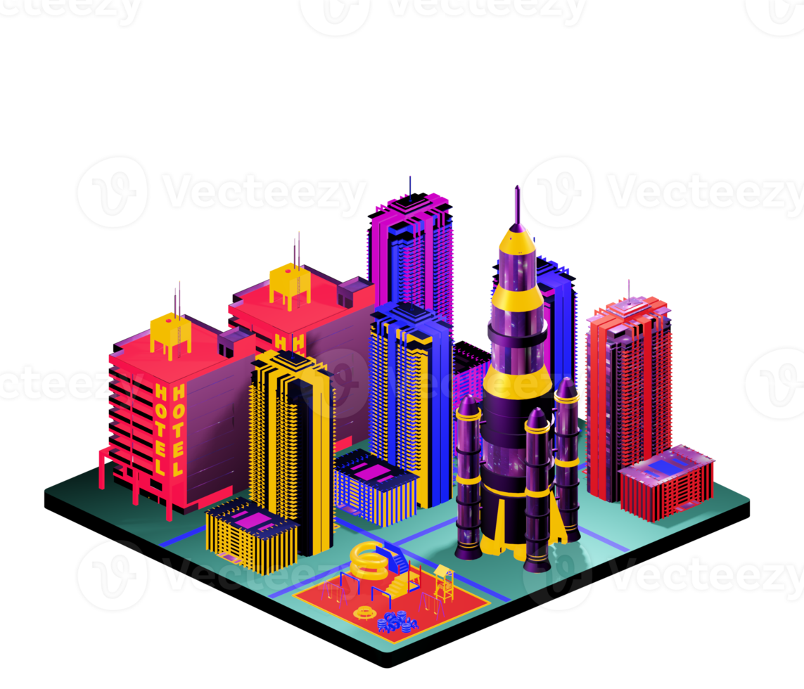 Isometric building in retro style png