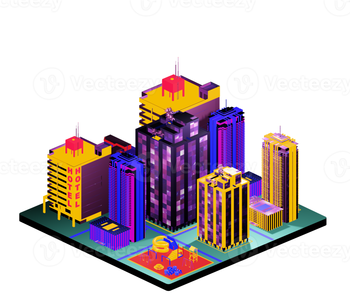 Isometric building in retro style png