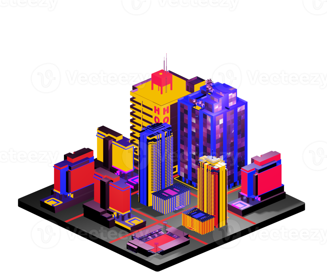 Retro isometric building png