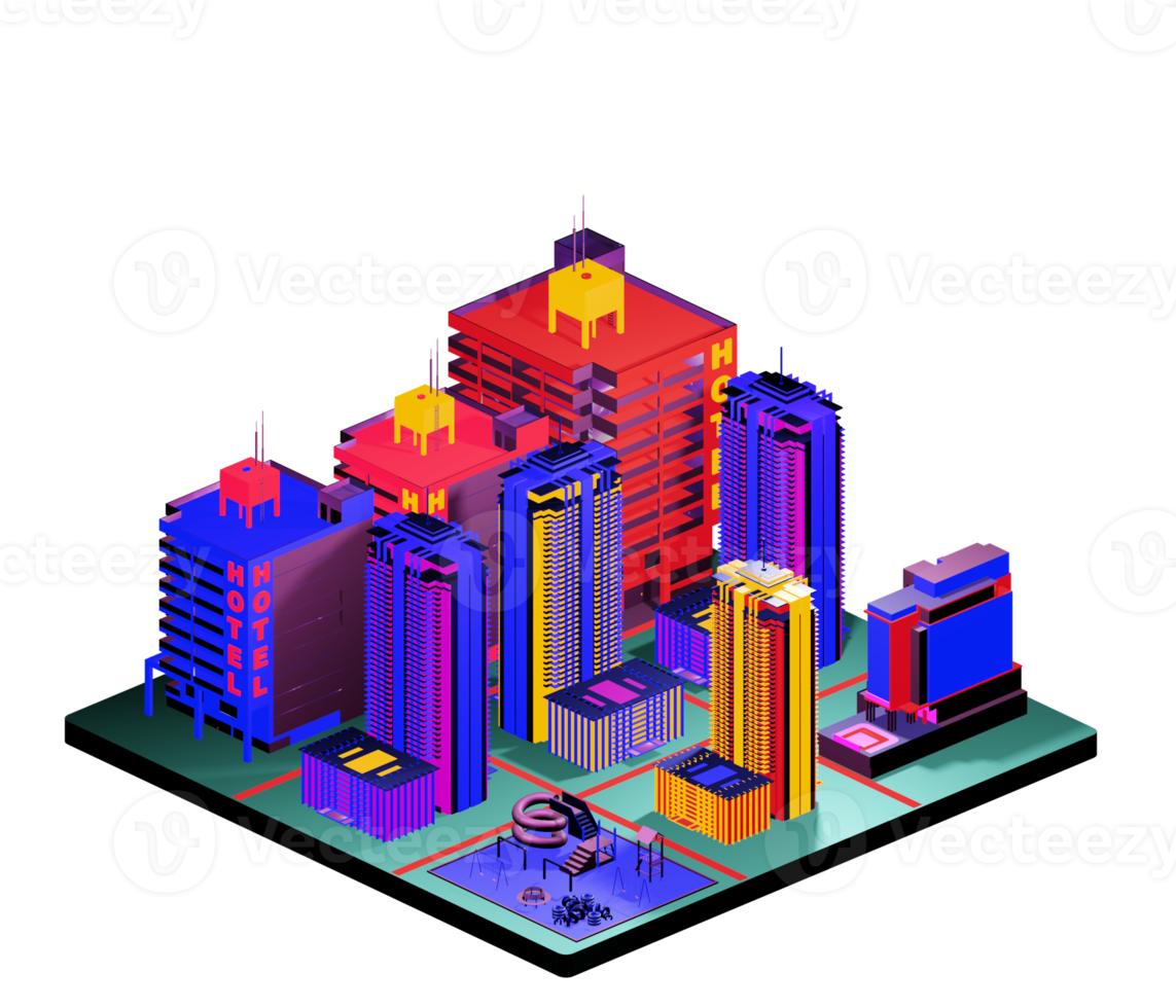 Isometric building arrangement png