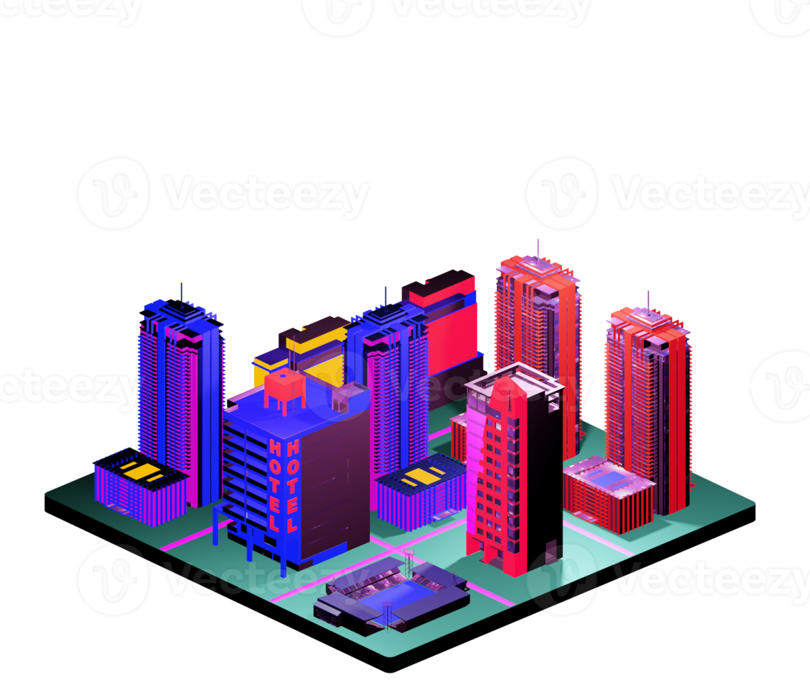 Isometric building in retro style png