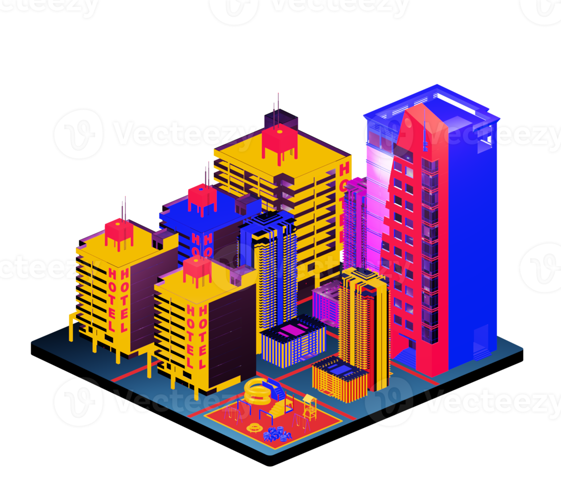 Isometric building in retro style png