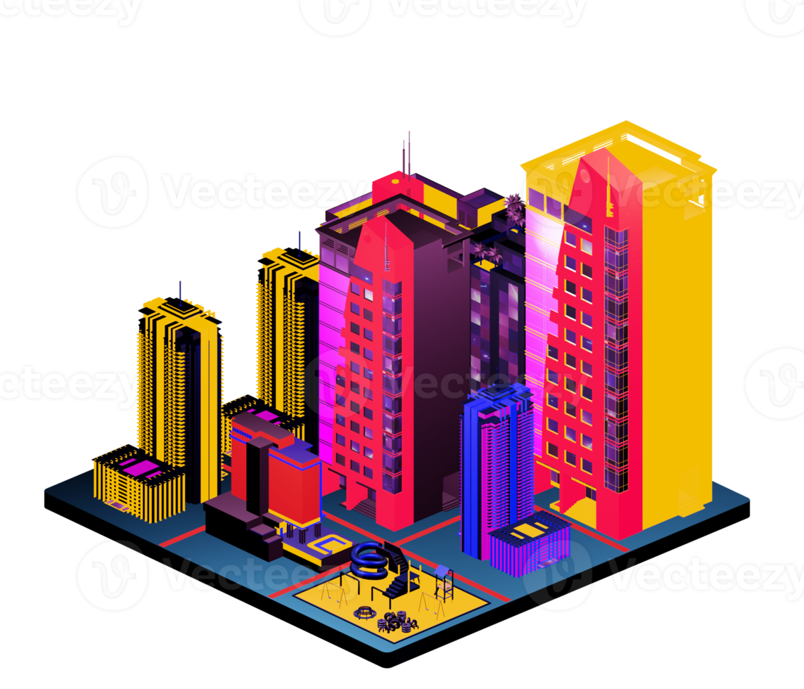 Isometric building arrangement png