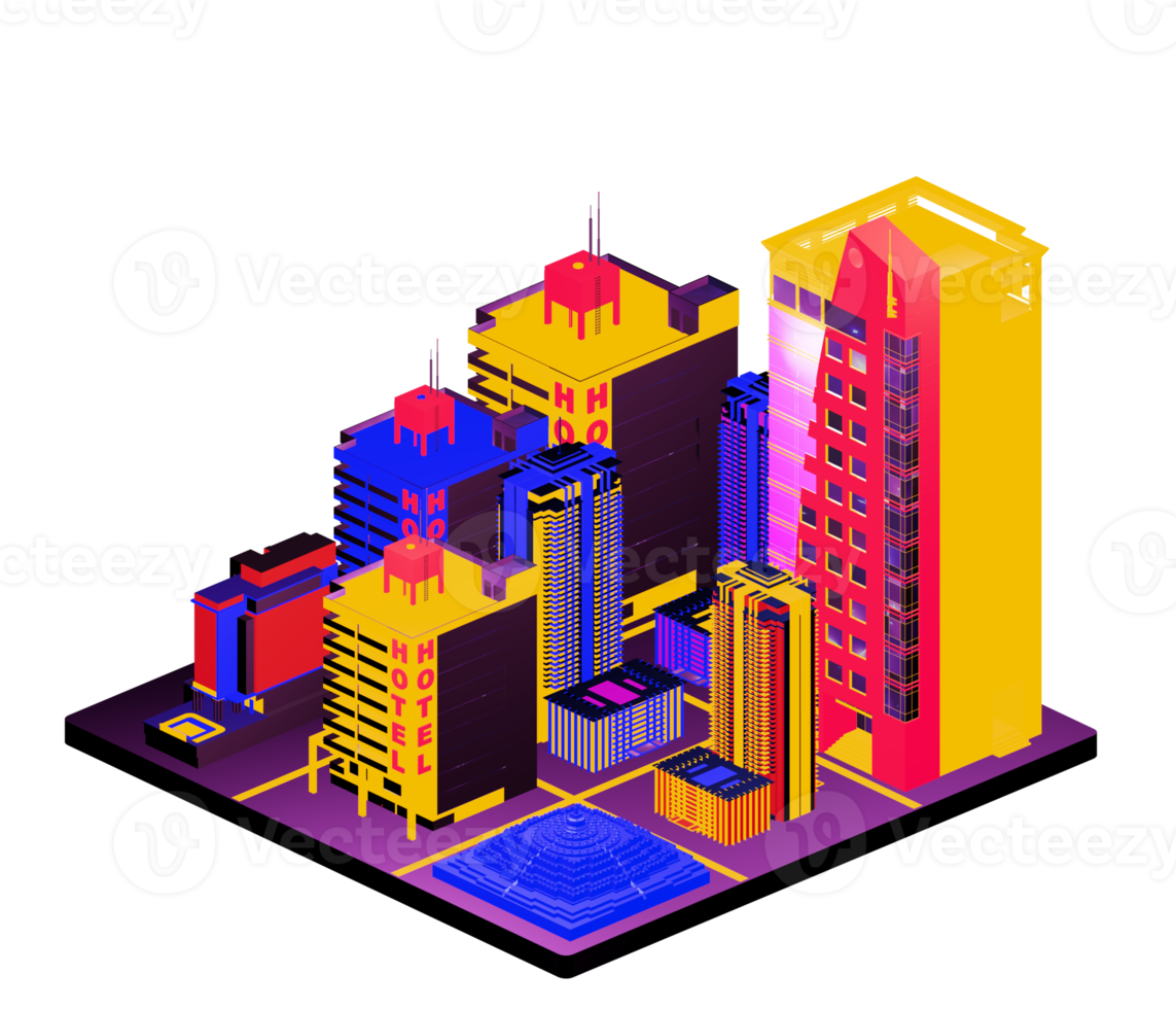 Isometric building in retro style png