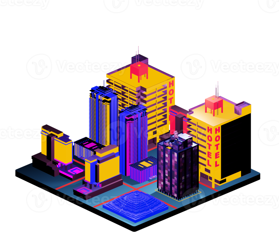 Isometric building arrangement png