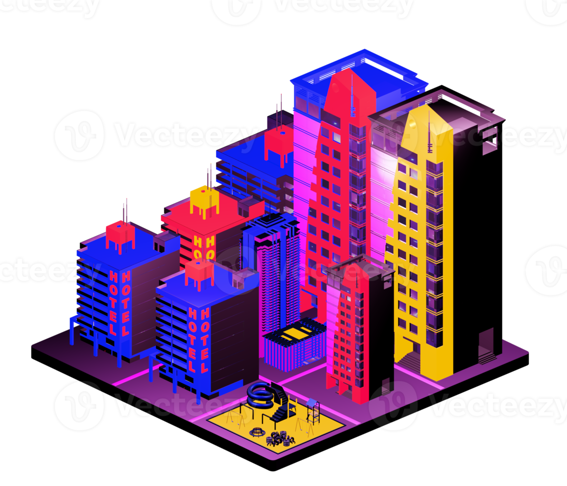 Retro isometric building png