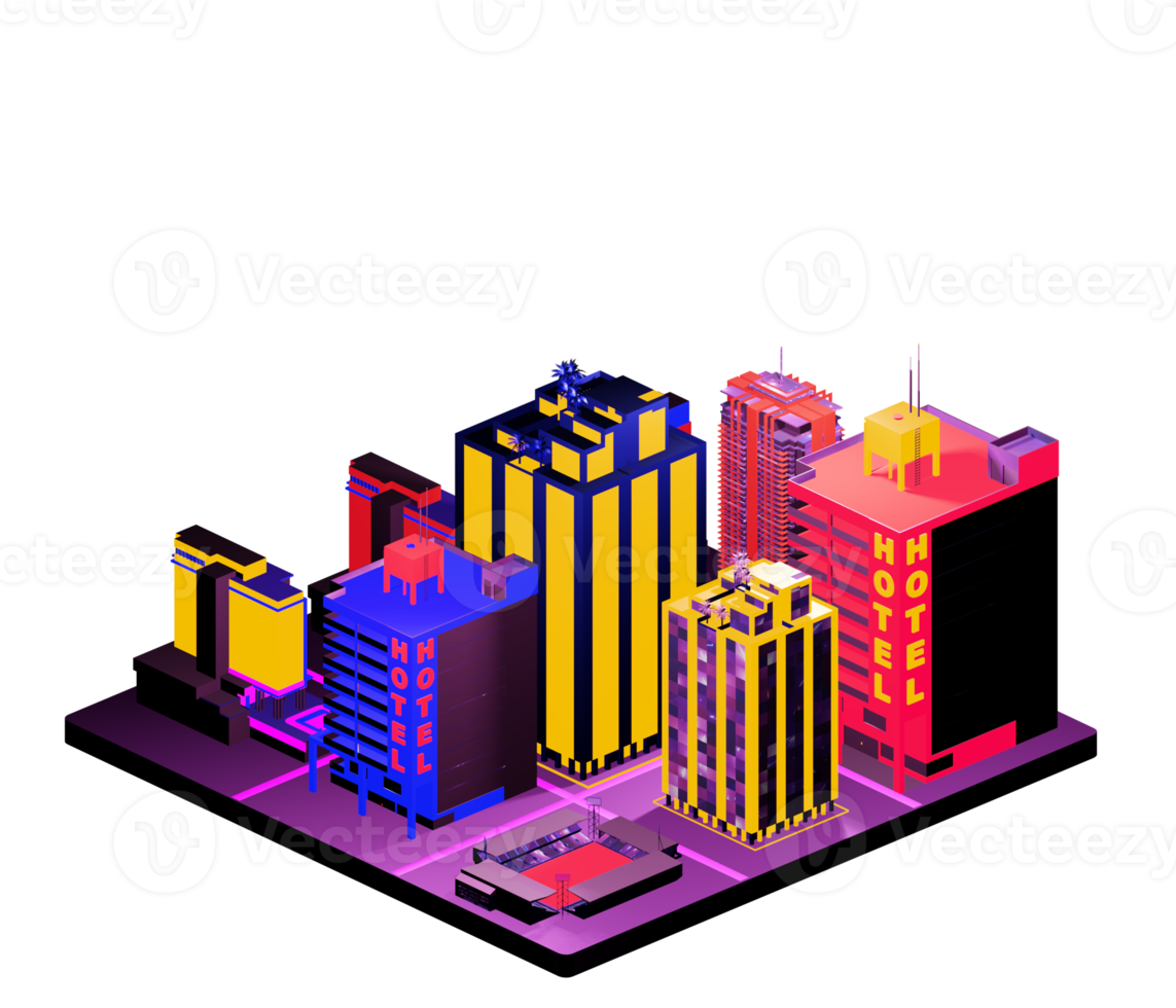 Retro isometric building png