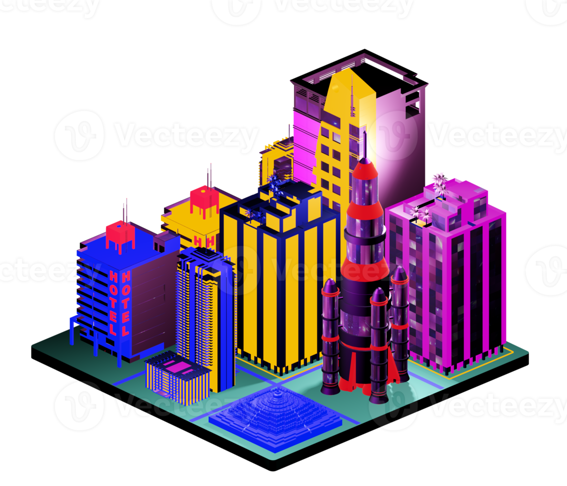 Isometric building arrangement png