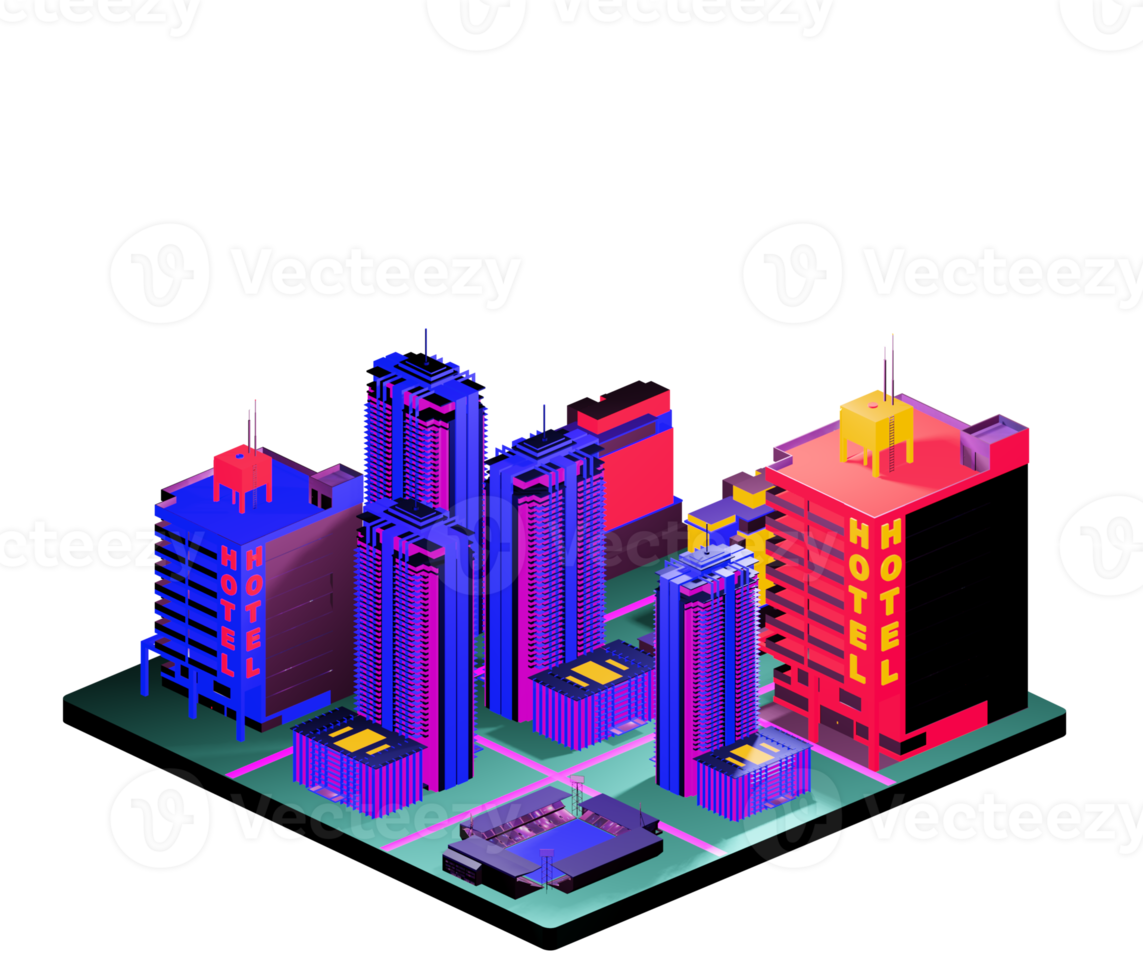 Retro isometric building png